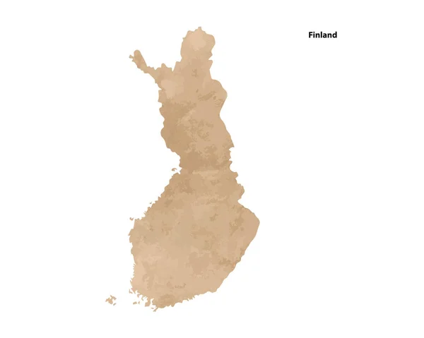 Old Vintage Paper Textured Map Finland Country Vector Illustration — ストックベクタ