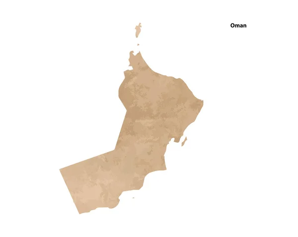 Old Vintage Paper Textured Map Oman Country Vector Illustration — Vector de stock