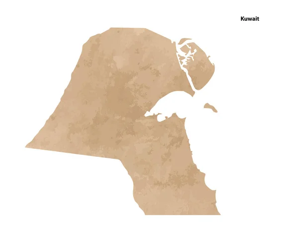 Old Vintage Paper Textured Map Kuwait Country Vector Illustration — Stockvector