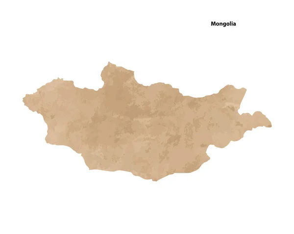 Old Vintage Paper Textured Map Mongolia Country Vector Illustration — Vetor de Stock