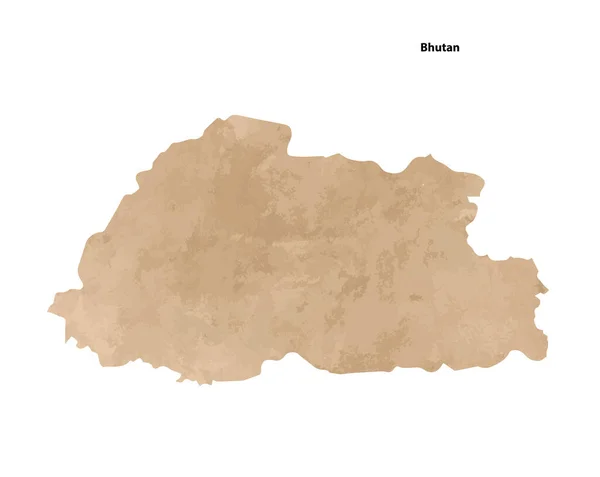 Old Vintage Paper Textured Map Bhutan Country Vector Illustration — Stockvektor