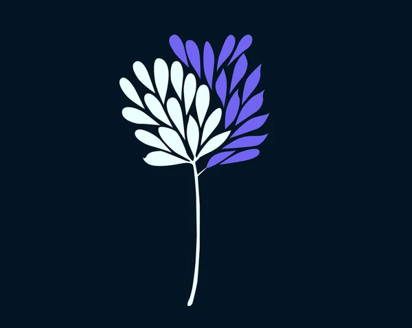 Hermosos Pétalos Flores Color Blanco Púrpura Aislados Sobre Fondo Oscuro — Vector de stock