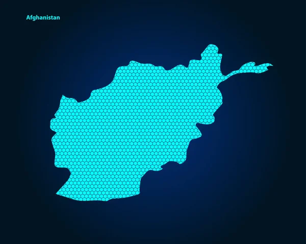 Honey Comb Vagy Hexagon Texturált Térkép Afganisztán Ország Elszigetelt Sötétkék — Stock Vector