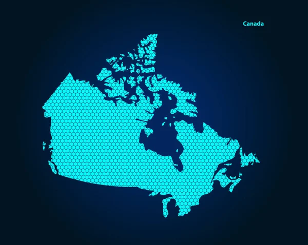 Honey Comb Hexagon Textured Map Canada Country Isolated Dark Blue — Vetor de Stock