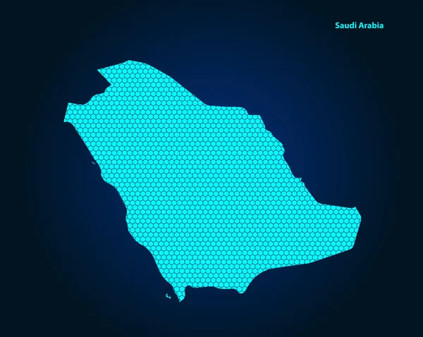 Méz Comb Vagy Hexagon Texturált Térképe Szaúd Arábia Ország Elszigetelt — Stock Vector