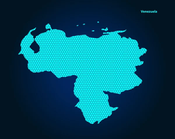 Honey Comb Hexagon Textured Map Venezuela Country Isolated Dark Blue — Stockvector