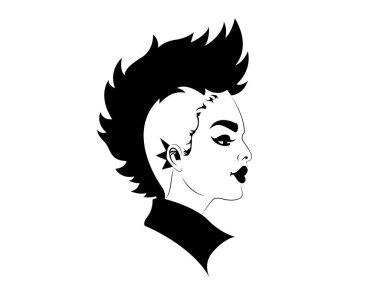 Beyaz arka planda izole edilmiş şık saç stiline sahip güzel bir kadın - vektör çizimi