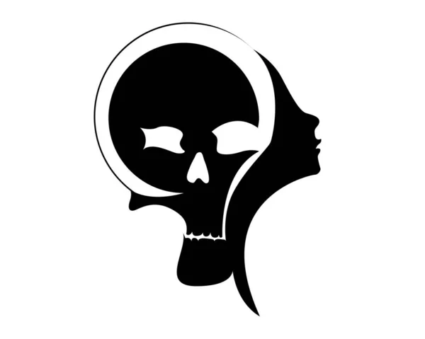 Abstract Skull Face Together Isolated White Background Vector Illustration — Stok Vektör