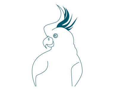 Beyaz arkaplanda izole edilmiş güzel mavi papağan çizgisi - vektör illüstrasyonu