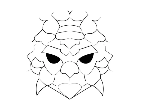 Abstract Evil Face Drawing Line Art Isolated White Background Vector —  Vetores de Stock