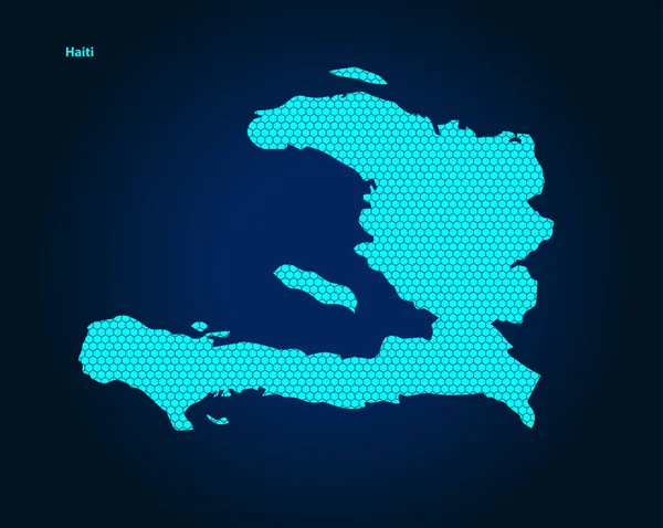Honey Comb Hexagon Textured Map Haiti Country Isolated Dark Blue — 图库矢量图片