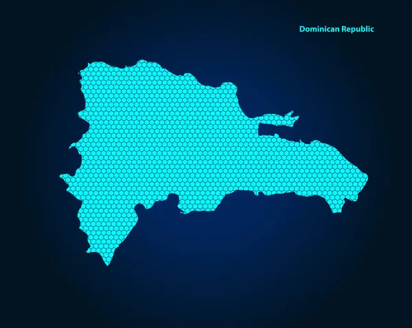 Honey Comb Hexagon Textured Map Dominican Republic Χώρα Απομονωμένη Σκούρο — Διανυσματικό Αρχείο