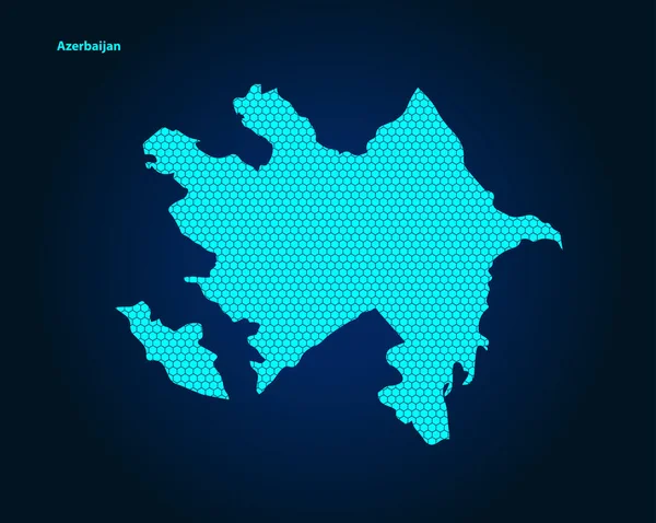 Honey Comb Hexagon Textured Map Azerbaijan Country Isolated Dark Blue — Vector de stock