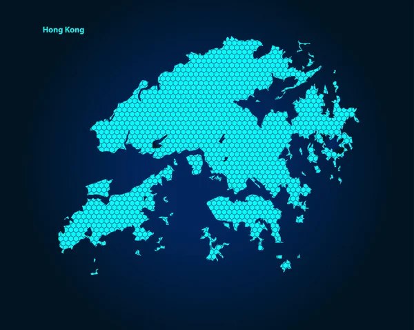 Honey Comb Hexagon Textured Map Hong Kong Country Isolated Dark — Vector de stock