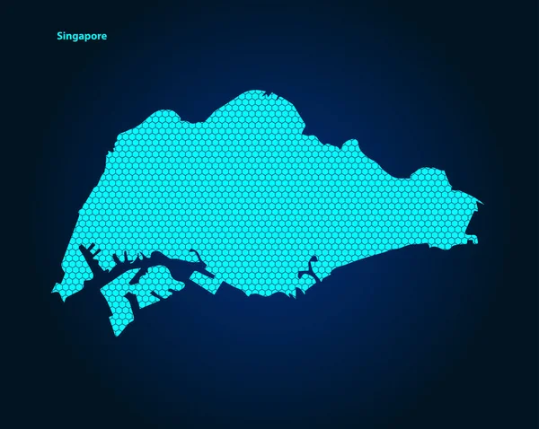 Текстурированная Карта Сингапура Медом Шестиугольником Темно Синем Фоне Векторная Иллюстрация — стоковый вектор