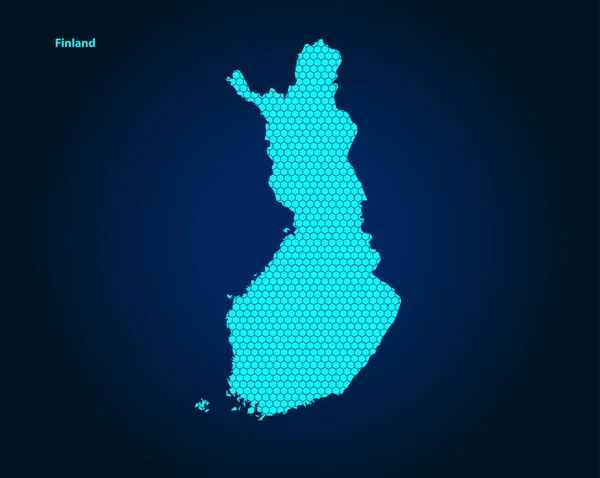 Honey Comb Hexagon Textured Map Finland Χώρα Απομονωμένη Σκούρο Μπλε — Διανυσματικό Αρχείο