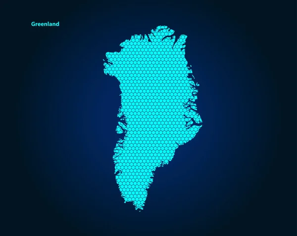 Honey Comb Hexagon Textured Map Greenland Country Isolated Dark Blue — Vector de stock
