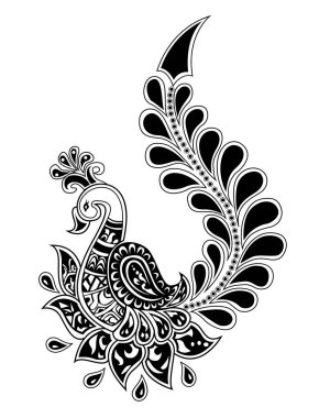 Indian Traditional and Cultural Peacock design with beautiful feathers isolated on white background - vector illustration