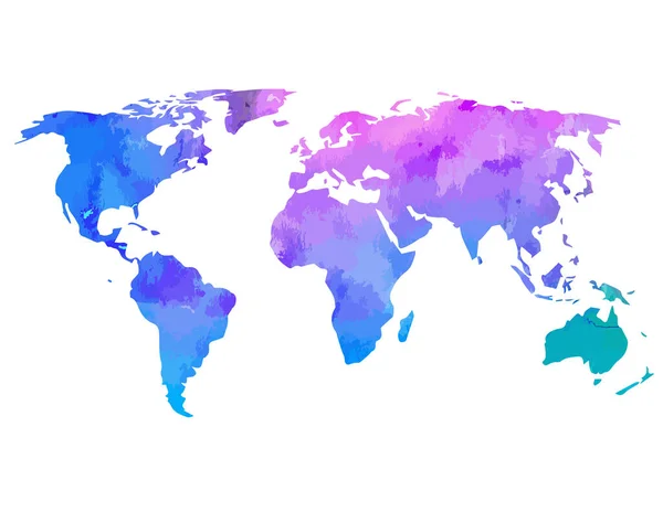 Πολύχρωμο Ακουαρέλα Σχεδιασμός Χάρτη Του World Map Απομονωμένο Λευκό Φόντο — Διανυσματικό Αρχείο