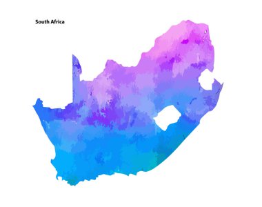 Colorful Watercolor Map design of Country South Africa isolated on white background - vector illustration