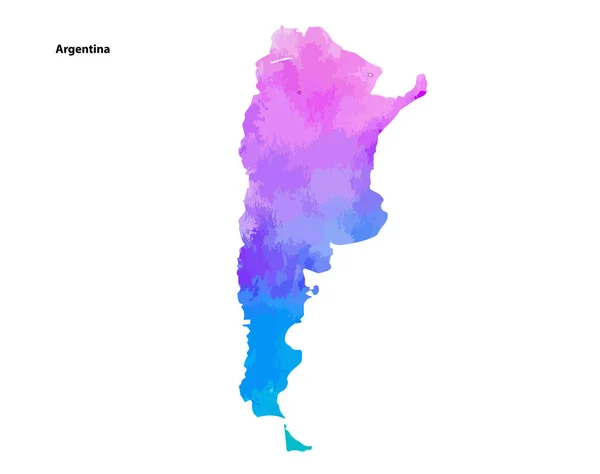 Desenho Colorido Mapa Aquarela País Argentina Isolado Sobre Fundo Branco — Vetor de Stock