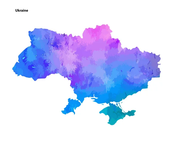Beyaz Arkaplanda Izole Edilmiş Ukrayna Ülkesi Renkli Suluboya Haritası Tasarımı — Stok Vektör
