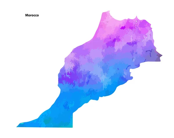 Diseño Colorido Del Mapa Acuarela Del País Marruecos Aislado Sobre — Vector de stock