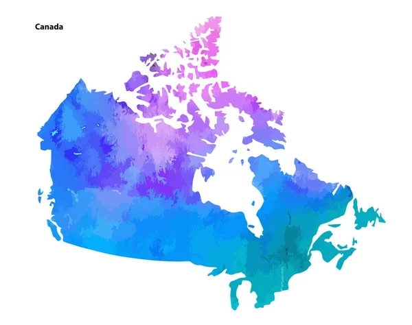 Красочная Акварельная Карта Страна Канада Изолирована Белом Фоне Векторная Иллюстрация — стоковый вектор