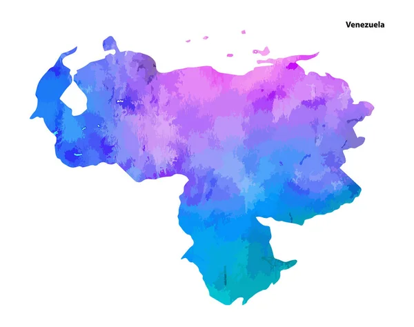 Красочная Акварельная Карта Венесуэлы Изолирована Белом Фоне Векторная Иллюстрация — стоковый вектор