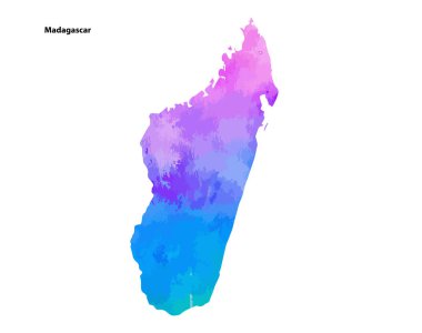 Beyaz arkaplanda izole edilmiş Country Madagaskar 'ın renkli suluboya haritası tasarımı - vektör illüstrasyonu