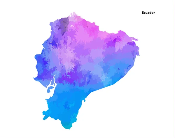 Kleurrijke Aquarel Kaartontwerp Van Land Ecuador Geïsoleerd Witte Achtergrond Vector — Stockvector