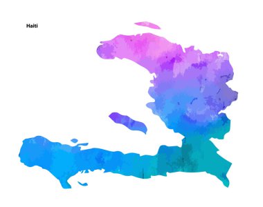 Beyaz arkaplanda izole edilmiş Haiti ülkesinin renkli suluboya haritası tasarımı - vektör illüstrasyonu