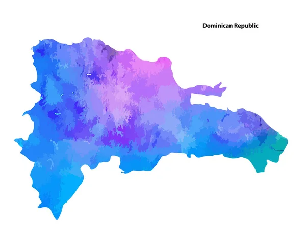 Kolorowe Akwarele Mapa Kraju Dominikana Odizolowana Białym Tle Ilustracja Wektorowa — Wektor stockowy