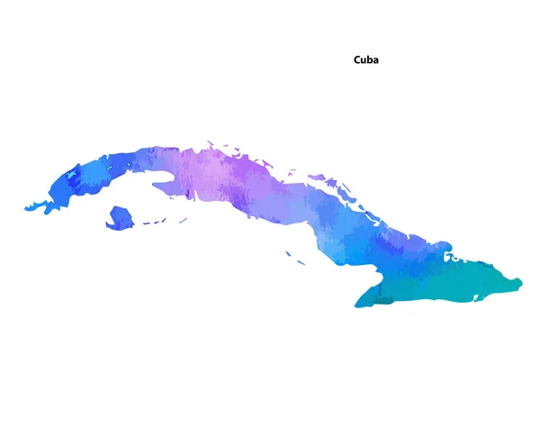 Farbenfrohes Aquarell Kartendesign Des Landes Kuba Isoliert Auf Weißem Hintergrund — Stockvektor