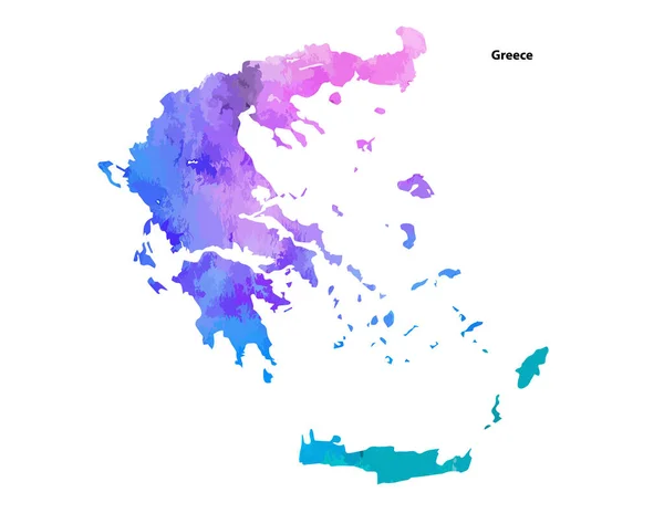 Kleurrijke Aquarel Kaartontwerp Van Land Griekenland Geïsoleerd Witte Achtergrond Vector — Stockvector