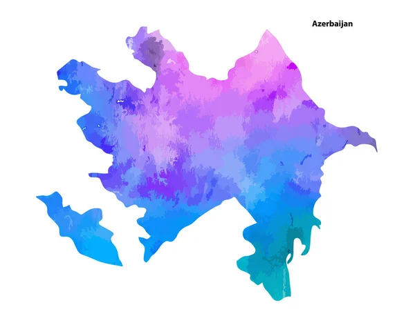 Farbenfrohe Aquarellkarte Des Landes Aserbaidschan Isoliert Auf Weißem Hintergrund Vektorillustration — Stockvektor