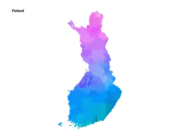 フィンランドのカラフルな水彩地図デザイン フィンランド国のベクトル図 — ストックベクタ