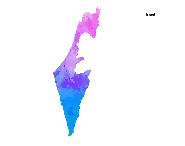 Color Acuarela Mapa Diseño País Israel Aislado Sobre Fondo Blanco — Archivo Imágenes Vectoriales