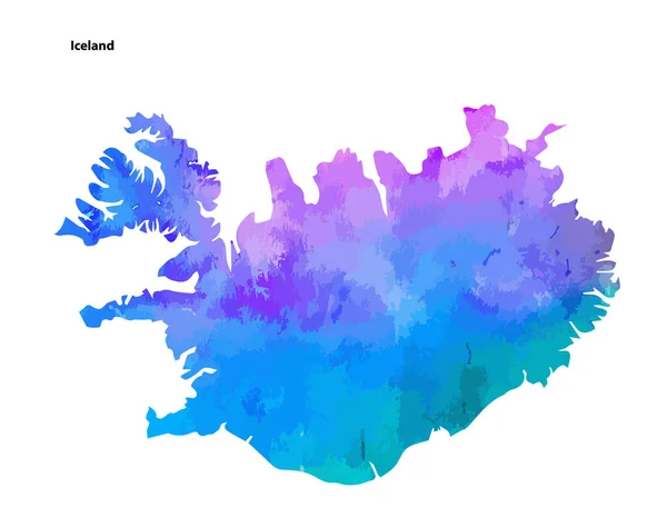 Farbenfrohes Aquarell Landkartendesign Von Island Isoliert Auf Weißem Hintergrund Vektorillustration — Stockvektor