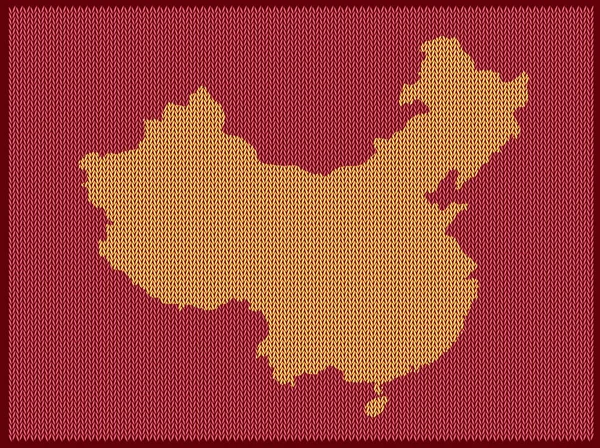 Mapa Kraju Chiny Izolowane Czerwonym Tle Ilustracja Wektor — Wektor stockowy