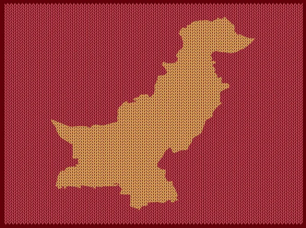 Mapa Padrão Tricô País Paquistão Isolado Fundo Vermelho Ilustração Vetorial — Vetor de Stock