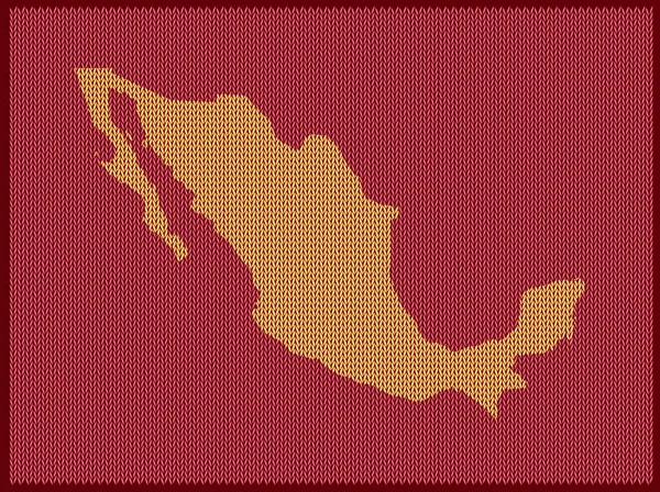 Mapa Pleteného Vzoru Země Mexiko Izolované Červeném Pozadí Vektorová Ilustrace — Stockový vektor