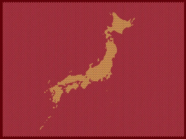 Mapa Patrón Punto País Japón Aislado Sobre Fondo Rojo Ilustración — Archivo Imágenes Vectoriales