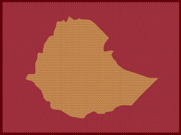 Mapa Padrão Tricô País Etiópia Isolado Fundo Vermelho Ilustração Vetorial — Vetor de Stock