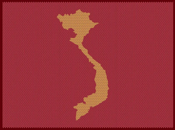 Πλέξιμο Χάρτη Μοτίβο Της Χώρας Του Βιετνάμ Απομονωμένο Κόκκινο Φόντο — Διανυσματικό Αρχείο