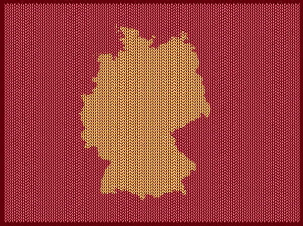 Mapa Padrão Tricô País Alemanha Isolado Fundo Vermelho Ilustração Vetorial — Vetor de Stock