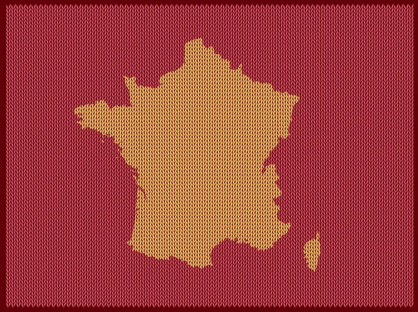 Breipatronen Kaart Van Land Frankrijk Geïsoleerd Rode Achtergrond Vector Illustratie — Stockvector