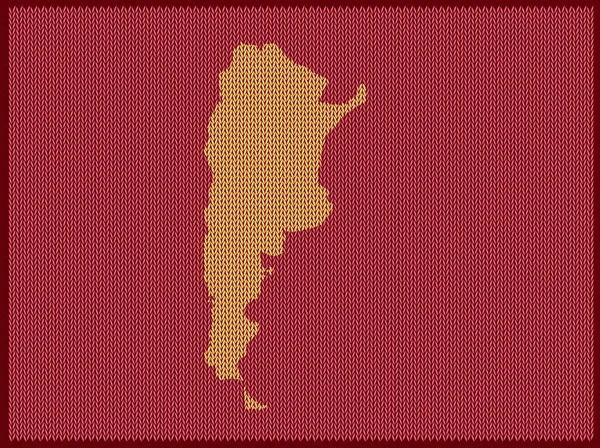 Knitting Pattern Map Country Argentina Isolated Red Background Vector Illustration — Stock Vector