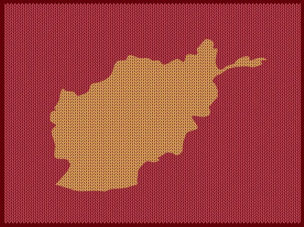 Strickmusterkarte Des Landes Afghanistan Isoliert Auf Rotem Hintergrund Vektorillustration — Stockvektor