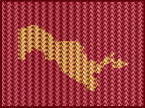 Πλέξιμο Χάρτη Μοτίβο Της Χώρας Ουζμπεκιστάν Απομονωμένο Κόκκινο Φόντο Εικονογράφηση — Διανυσματικό Αρχείο